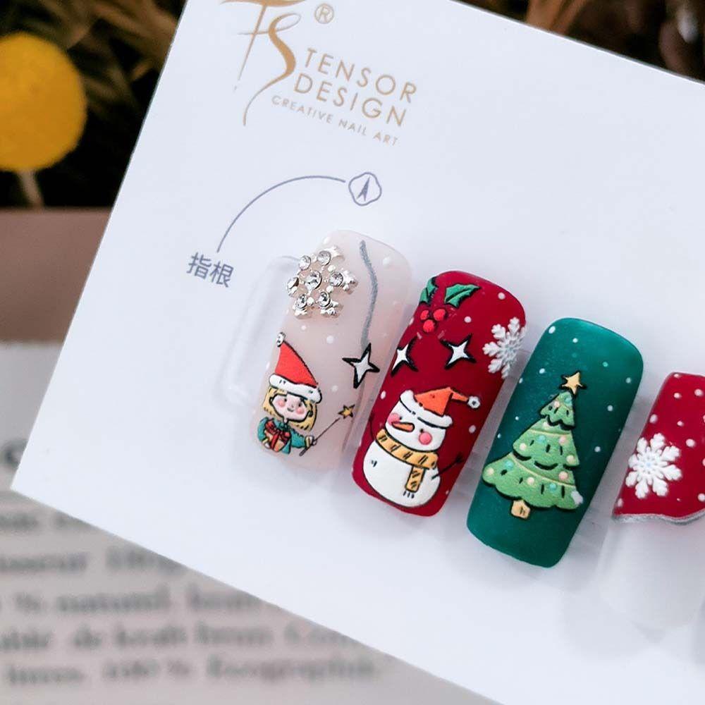 Mxbeauty Stiker Kuku Natal Perekat Diri Manikur Aksesoris Santa Claus Snowman Nail Art Dekorasi