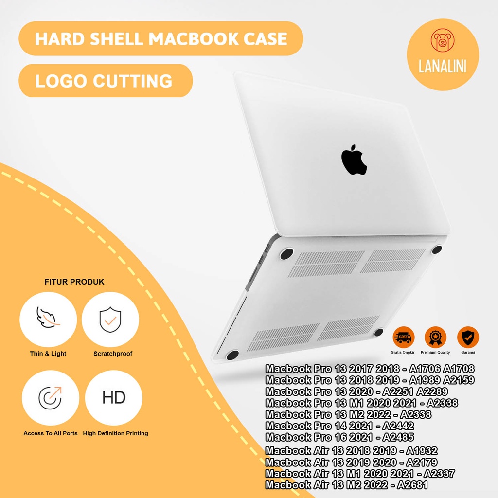 Case Casing Protective Pelindung Laptop Macbook Air Pro 13 M1 M2 2017 2018 2019 2020 2021 A1932 A2179 A2337 A1706 A1708 A1989 A2159 A2251 A2289 A2338 A2681 Motif Polos Transparan Premium Matte Clear Matte Lucu Hardcase Murah