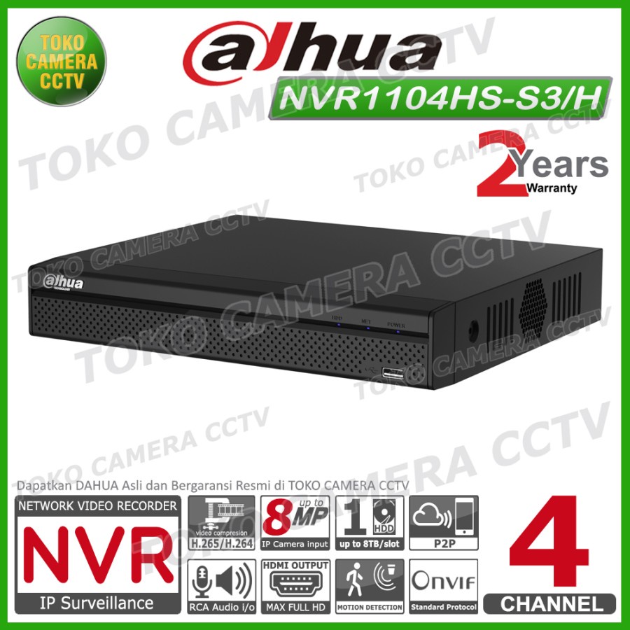 NVR DAHUA 4 CHANNEL NVR1104HS-S3/H NVR 4CH IP CAMERA