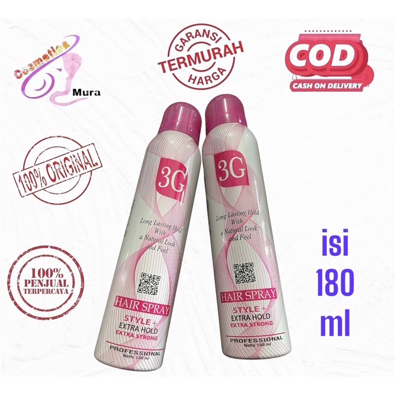 [ isi 180 ml / super keras ] 3G hair spray style extra hold extra strong - pengeras rambut 3G