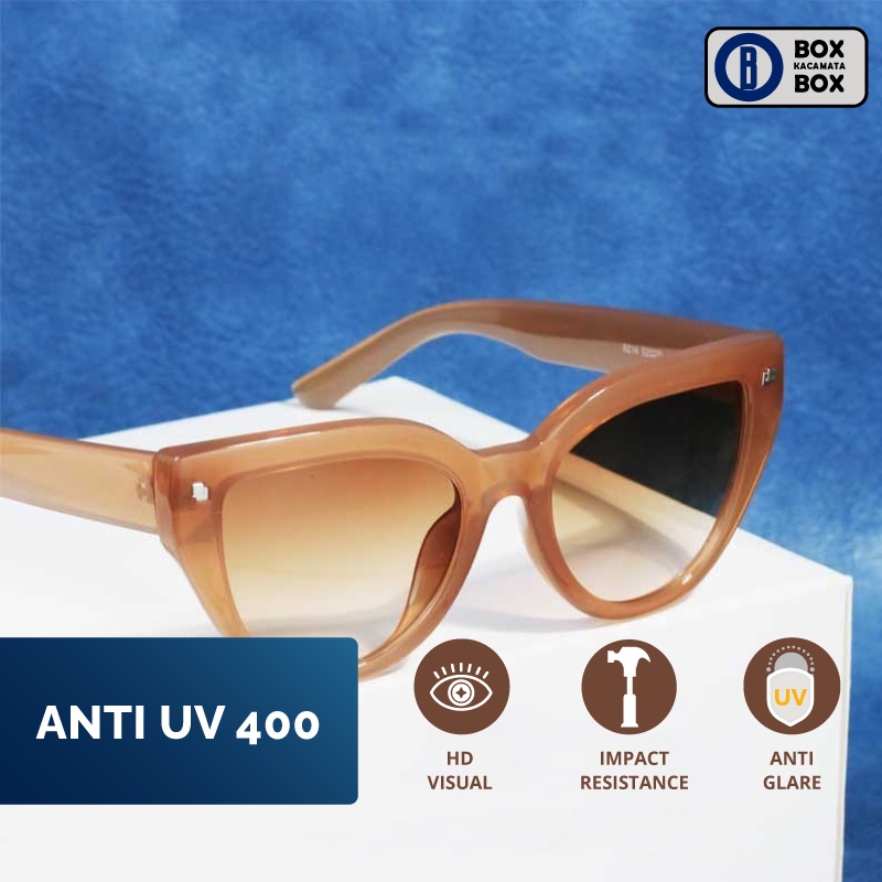 Kacamata Hitam Sunglasses Anti UV Model Cat Eye TR90 Untuk Wanita Keren 8214