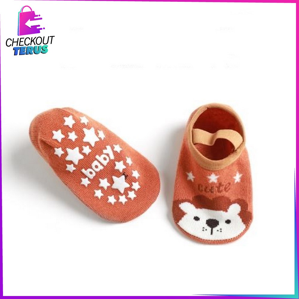 CT P91 Kaos Kaki Anak Anti Slip Ankle Bayi Anti Tergelincir Baby Socks Anti Slip Dengan Strap Kaos Kaki Karakter Kartun Hewan