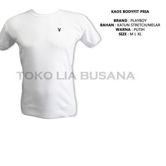 Kaos Dalam Pria Body Fit O Neck Original Playboy Bahan Katun Lembut - Hitam, M