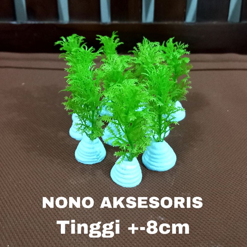 ISI 10 PCS hiasan aquarium tanaman plastik hiasan aquarium ganggang tinggi +-8cm