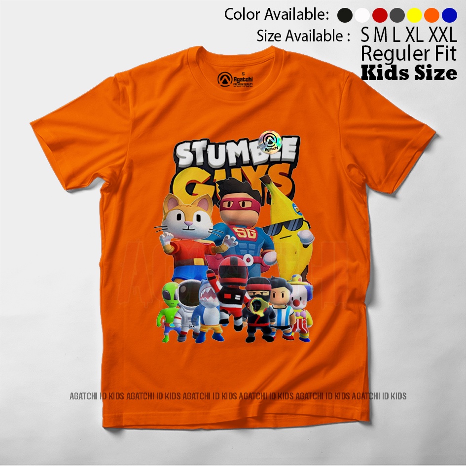 Baju Kaos Atasan Anak Laki - Laki Agatchi Motif Stumble Guys V4