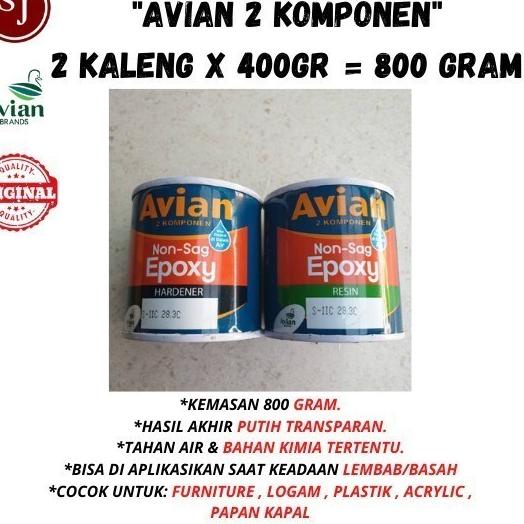 

Lem Epoxy NON SAG Avian 2 komponen 800gr perset khusus untuk Kapal