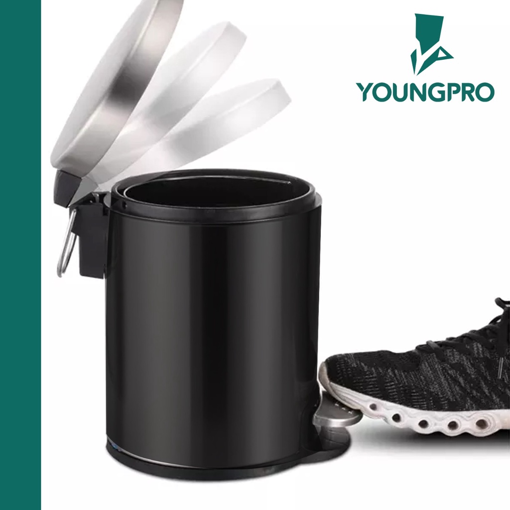 YOUNGPRO DUST BIN TONG SAMPAH Tertutup Minimalis Kotak Sampah Ruang Tamu Dapur Kamar Mandi Tempat Sampah 5L &amp; 8L