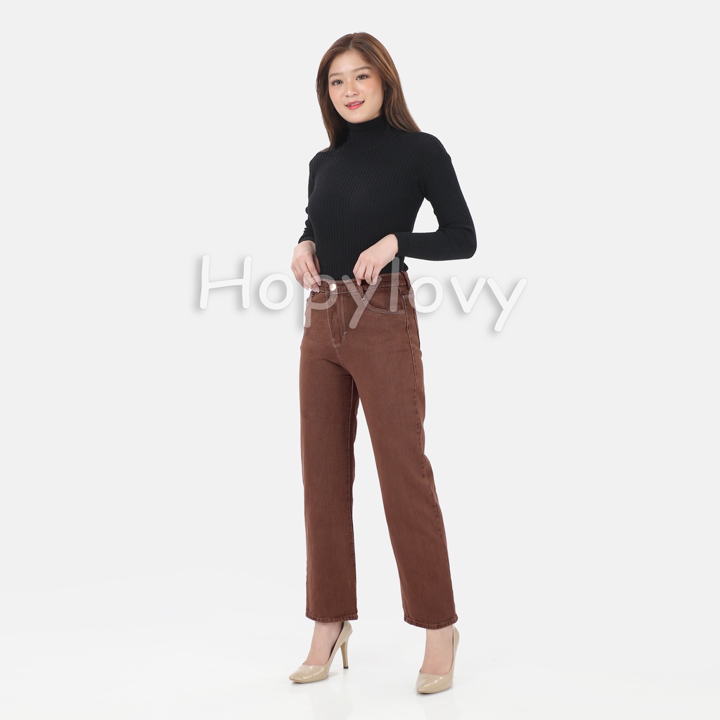 HOPYLOVY - Celana Panjang Highwaist Kulot Jeans Wanita Panjang HW Librani