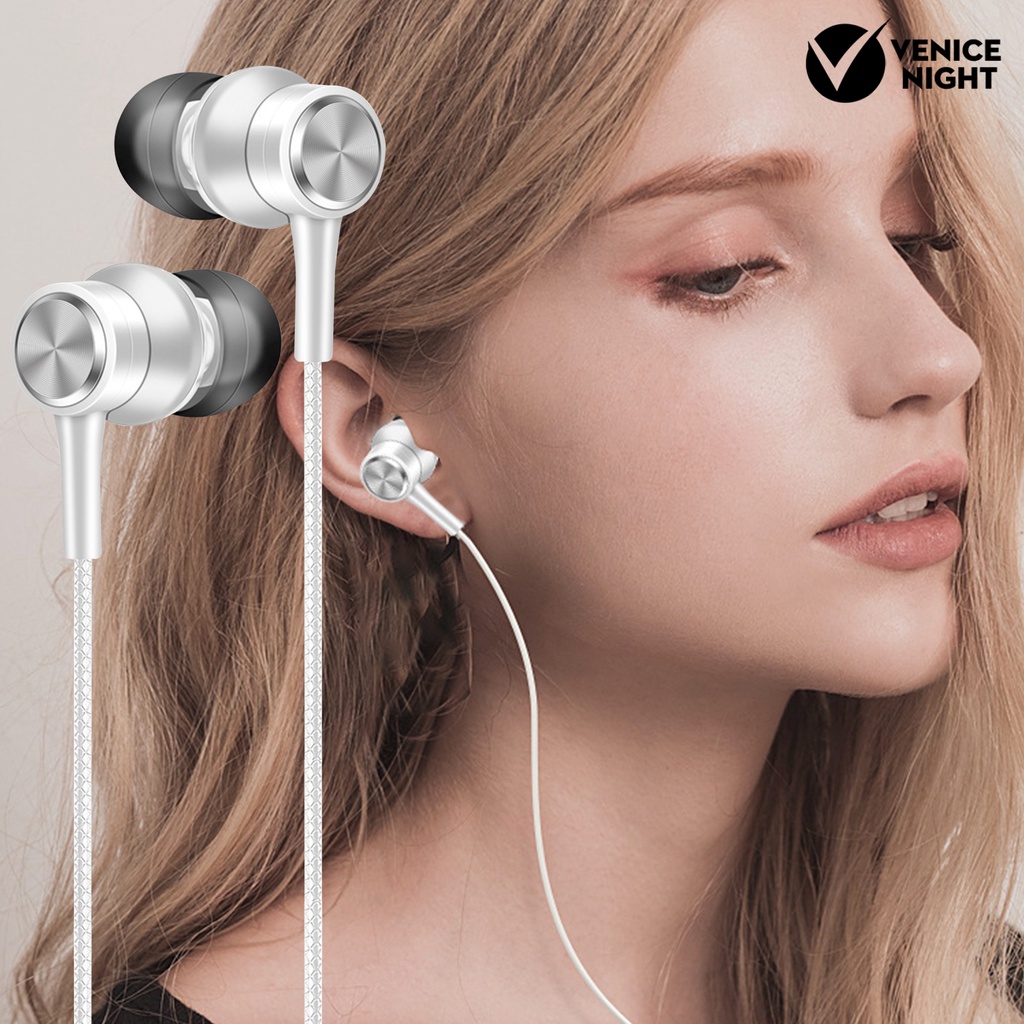 (VNEP) (Berkabel) HY-7 Earphone In-ear Heavy Bass Dual Drive 3.5mm Sport Gaming Headset dengan Mic untuk Ponsel