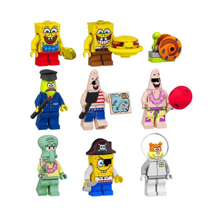 Square Pants SpongeBob Figure Set Isi 9cocok Untuk Hadiah Ulang Tahun Anak