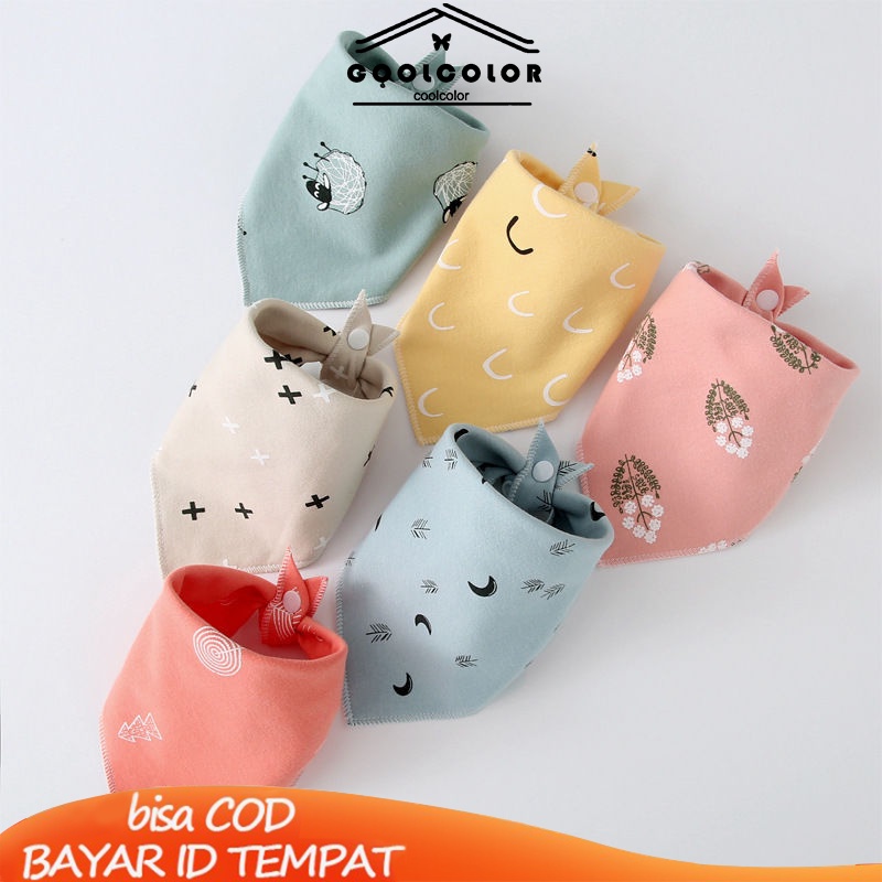 COD  Handuk Bayi Saliva Double Snap Button Kepala Bayi Baru Lahir Bib Segitiga Scarf- cl