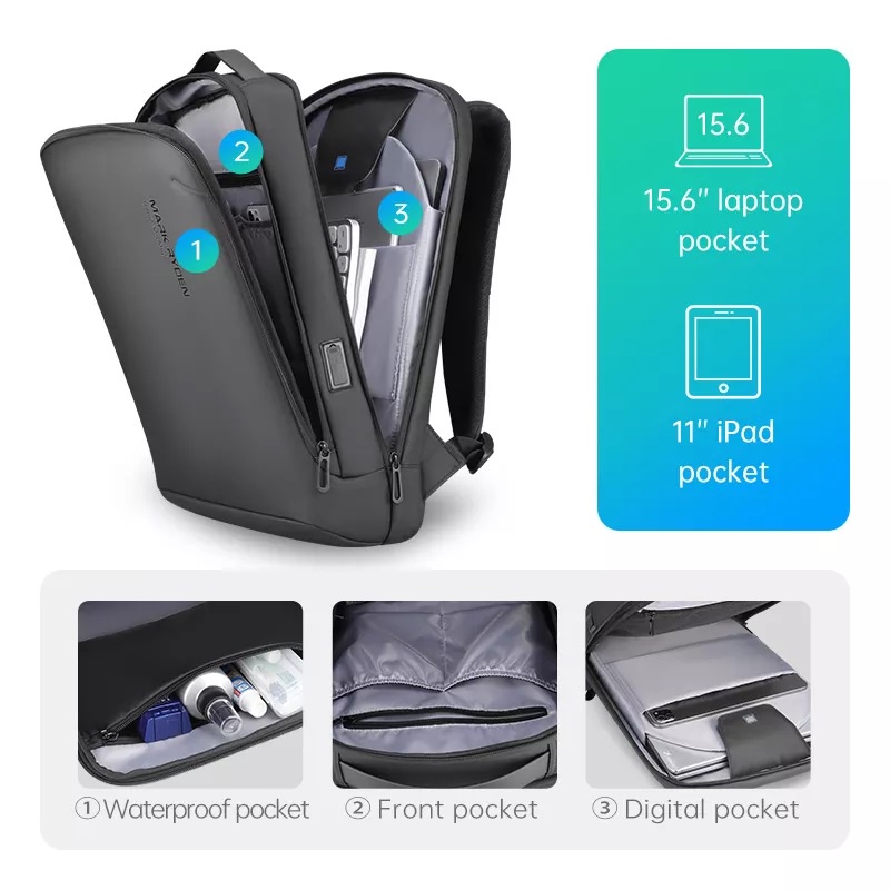 Mark Ryden MR9008 Tas Ransel Backpack Laptop 15.6 Inch USB