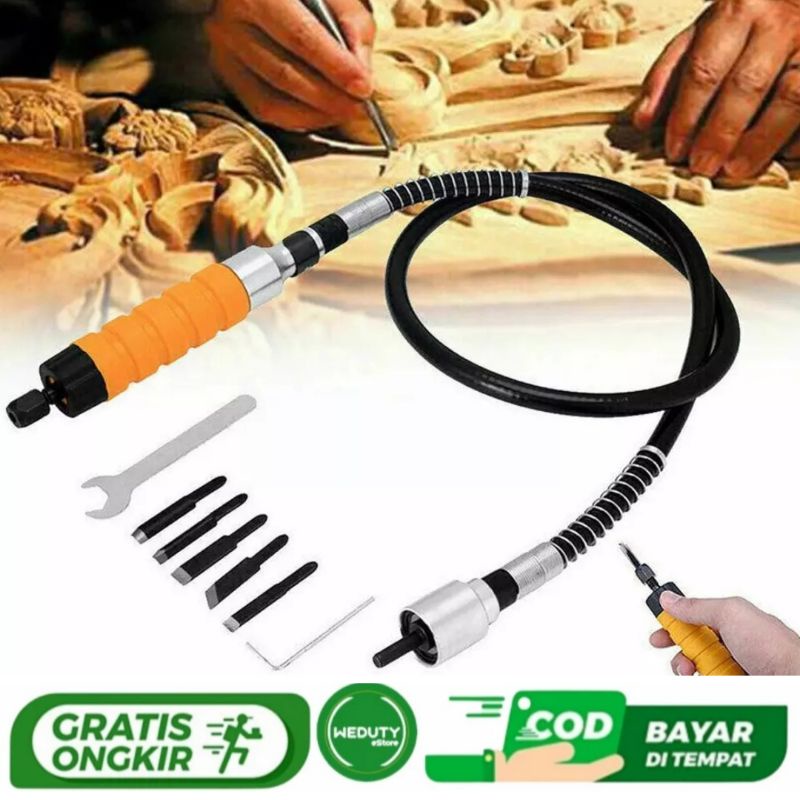Mesin Bor Pahat Elektrik Alat Ukir Kayu Electric Chisel Wood Carving Tool Set