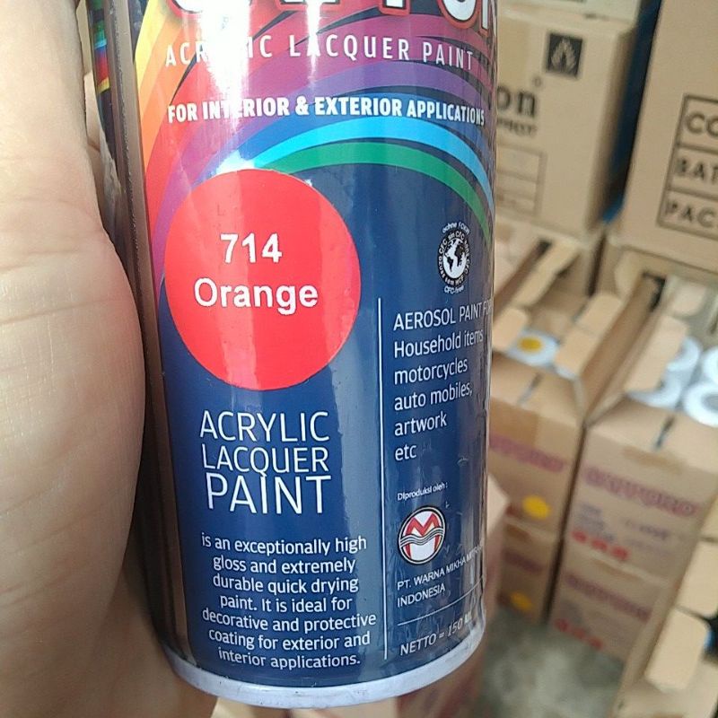 saporo acrylic lacquer paint pilok pilox cat spray sapporo 150ml saporo 714 orange gloss glossy 150ml