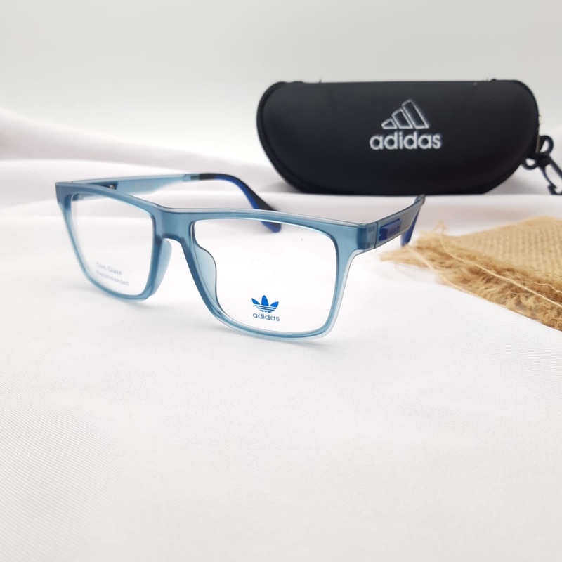 Kacamata Frame Kaca Mata Pria dan Wanita Kotak Adida 58901 Full Set