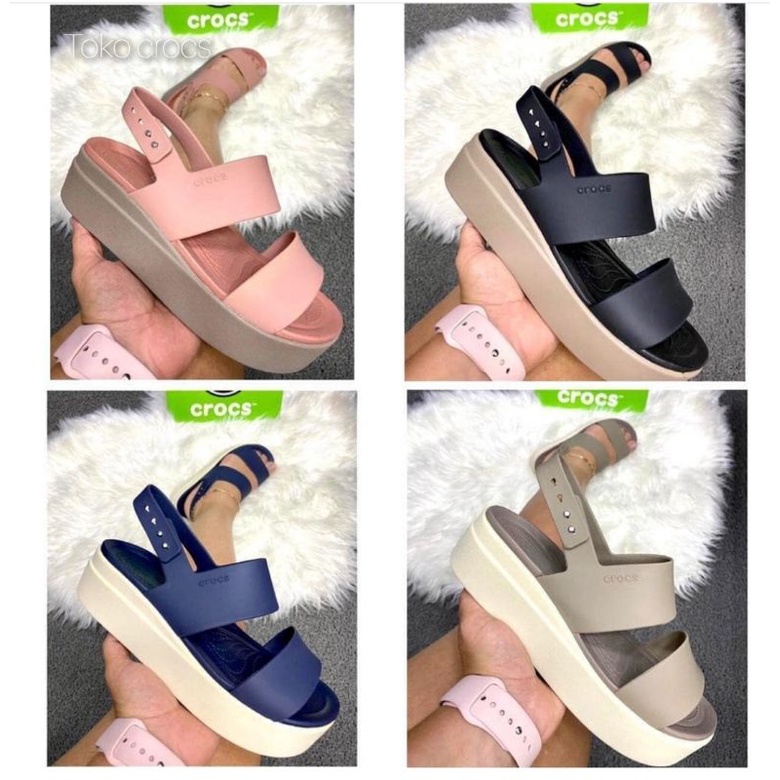 Crocs brooklyn low wedges / Sendal Wanita Crocs brooklyn tali/ Crocs Wanita