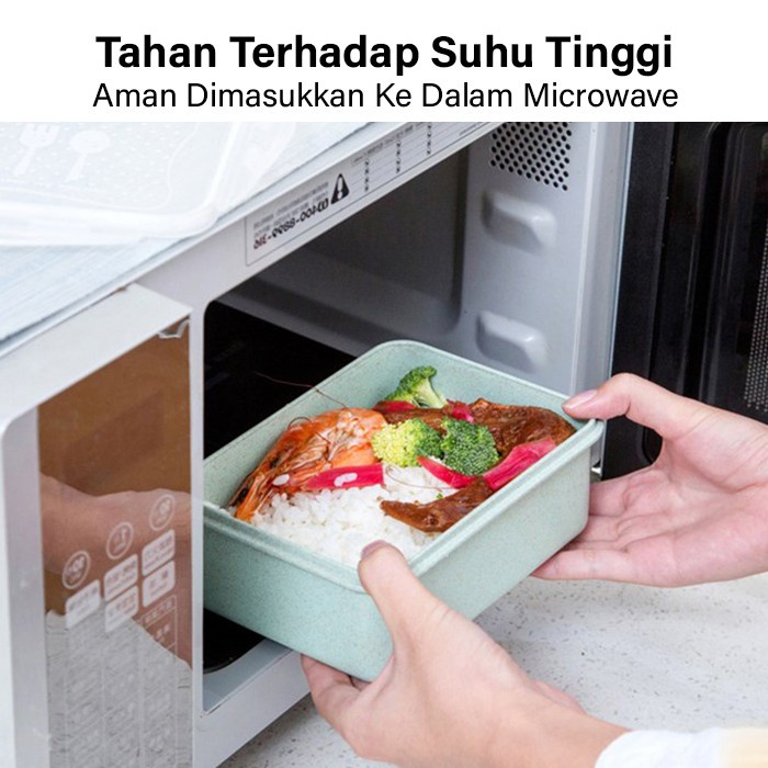 GM Bear Lunch Box Set Free Sendok Garpu 1308 - Kotak Bekal Makan Jerami Gandum