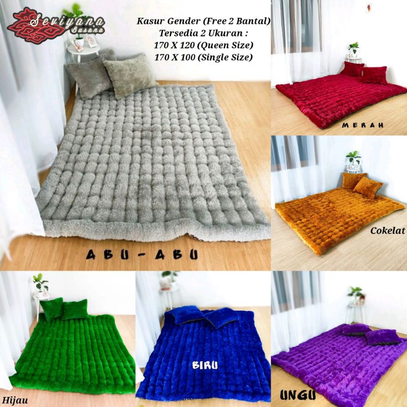 [PROMO] Kasur Gender Bulu Rafsur / Karpet Lantai Bulu Rafsur / Kasur Lipat Premium (Free 2 Bantal)