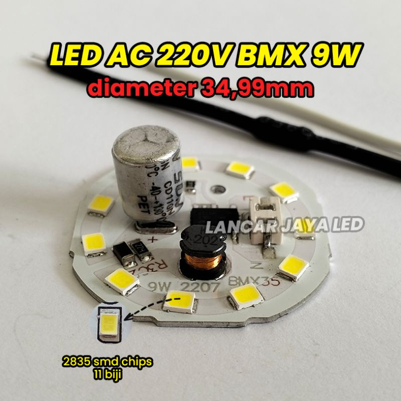 PCB LED AC BMX 9W Sparepart Lampu LED