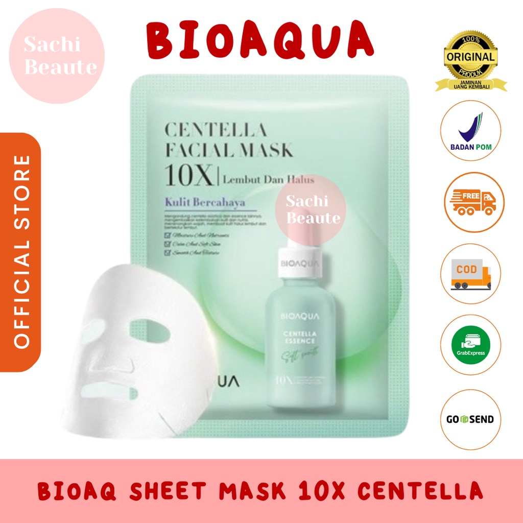 Bioaqua Bio Aqua SHEET MASK 10X The Effect Masker Wajah Facial Mask 28ml Memperbaiki Kulit - Centella