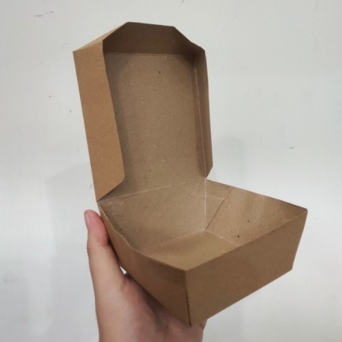 NEW PAPER BOX LUNCH SMALL COKLAT - PAPER BOX KERTAS PAPER TAKE AWAY - L.box Coklat, Small