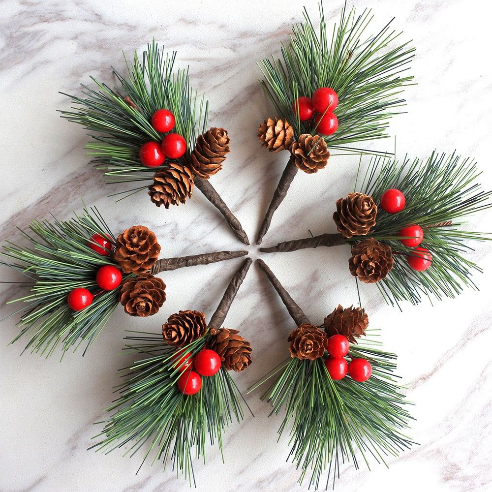 Christmas Ball Ball Pine Branch Natal  Ornamen Merry Christmas  Dekorasi Bunga Palsu Decoration Hisasan Natal Christmas Flower  Xmas