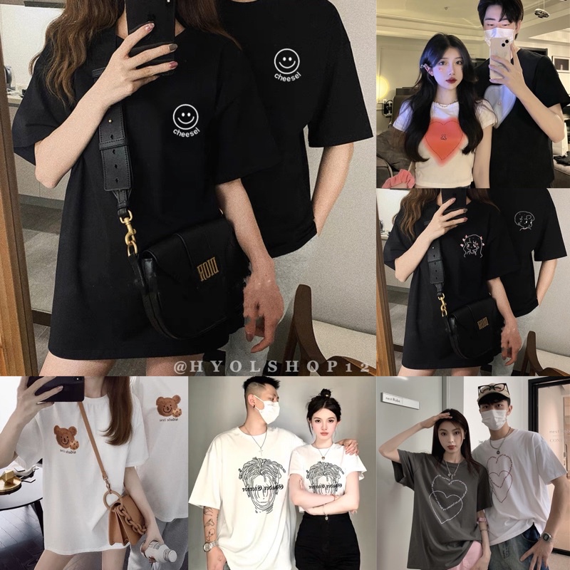 [HY.OLSHOP12] Atasan Couple Kekinian / Oversize Tee look / Model Longgar Couple Tshirt