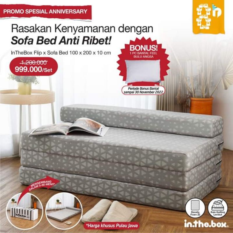 [FREE ONGKIR] In The Box Sofa Bed Kasur Lipat Density 25 Bergaransi 10 Tahun Dusdusan