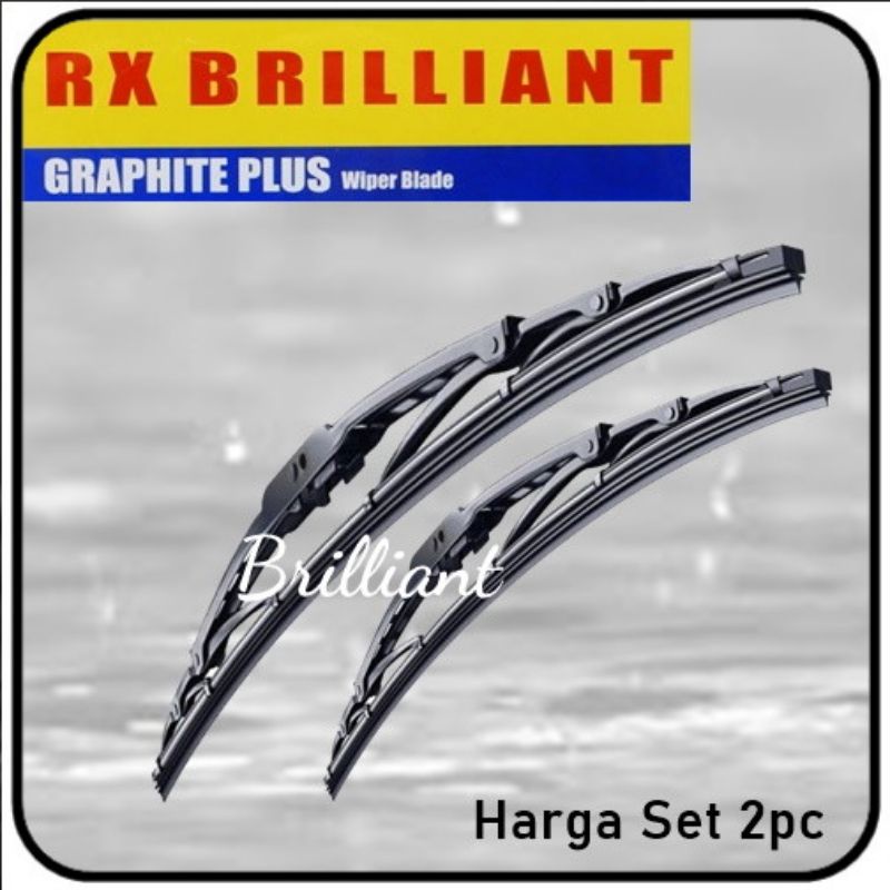 Wiper Kipas Kaca RX - Gagang Besi / Karet Karbon - 1 pak isi 2pcs