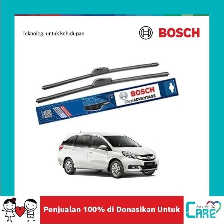 Bosch Sepasang Wiper Mobil Honda Mobilio Frameless Clear Advantage 22&quot; &amp; 16&quot;