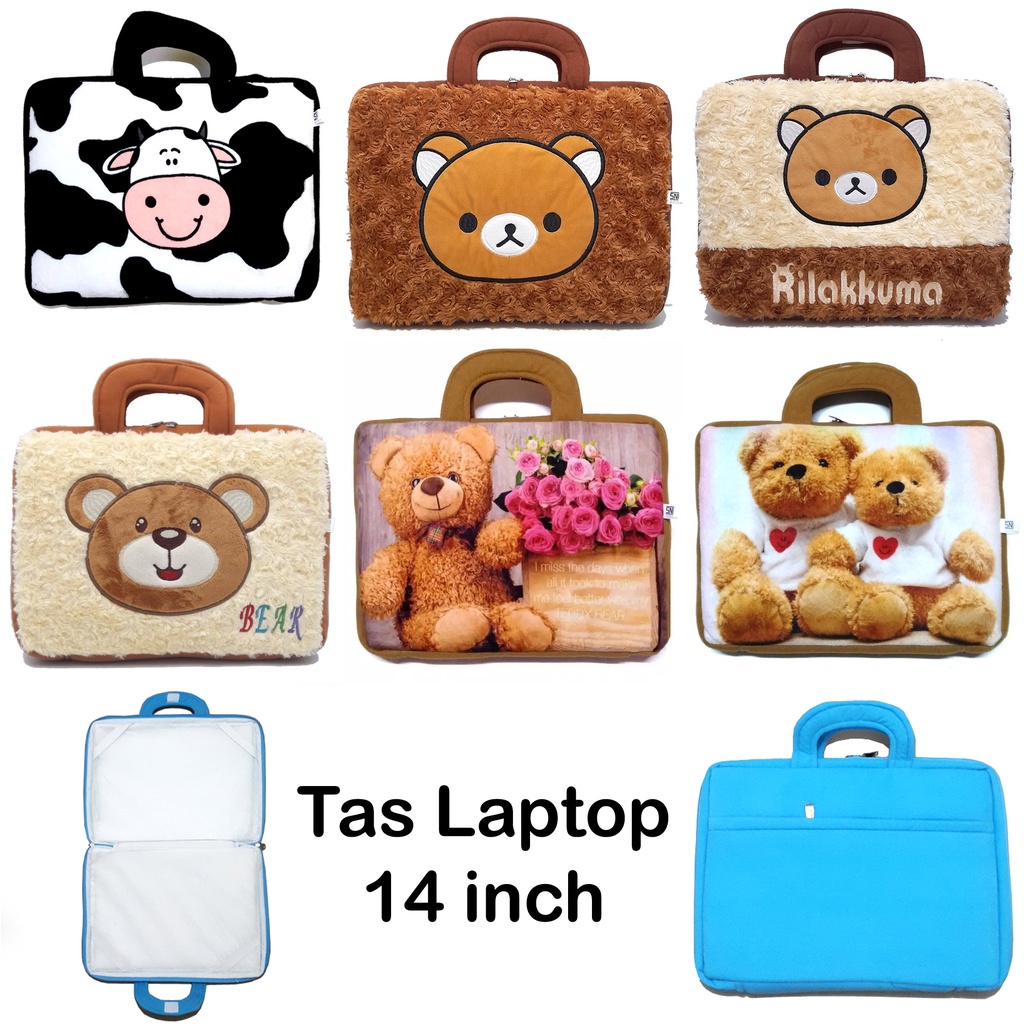 Tas Laptop Bulu Notebook 14 &quot; in Inch Sapi Bear Bare Beruang Panda