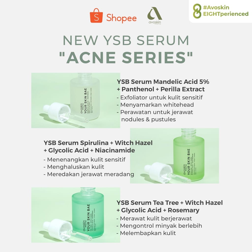 Avoskin YSB Your Skin Bae Serum Spirulina + Witch Hazel + Glycolic Acid + Niacinamide 30ml