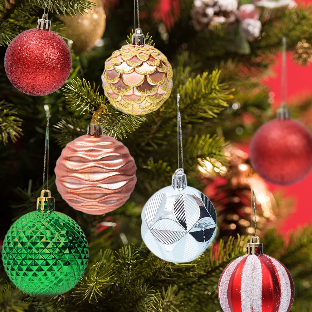 12pcs Ornamen Bola Gantung Bahan Plastik Ukuran 5.5cm Untuk Dekorasi Pohon Natal