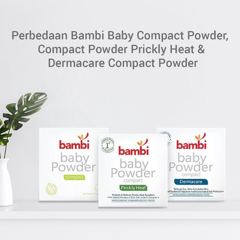 Bambi Baby powder Compact, refill compact powder Dermacare Bambi, bedak bayi harum