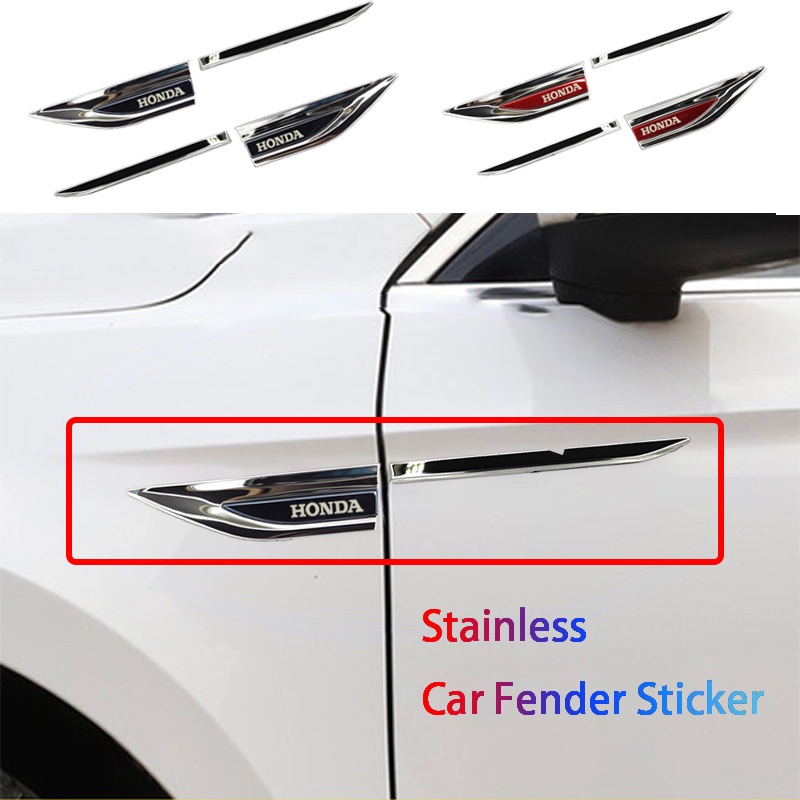 Stiker Label Samping Fender Mobil Honda City Civic Jazz Accord HRV HR-V BR-V CRV Brio Bahan Stainless Steel