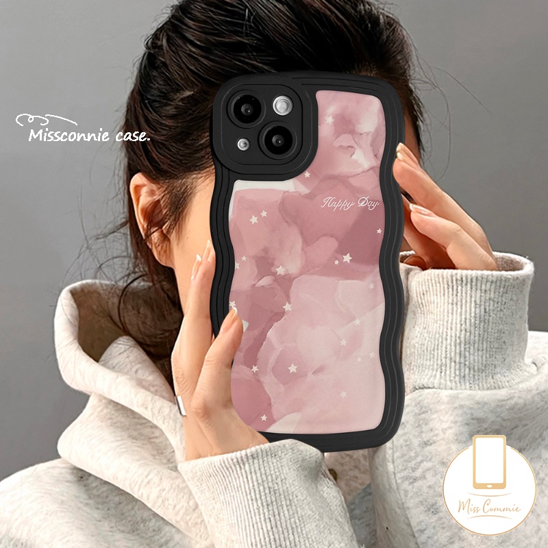 Wavy Edge Case OPPO A17 A78 A16 A95 A55 A15 A16K A54 A17K A57 A12 A77 A74 A5 A9 A16s A96 A5s A7 A1k A77s A53 A3s A76 Reno 8T 8 7 7Z 8Z 6 A12E A52 Kartun Lucu Mungil Sarung Monster