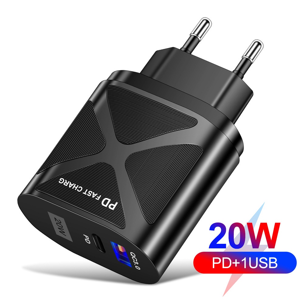 Adapter Power Charger USB QC3.0 + PD 20W Fast Charging Untuk Iphone / Android