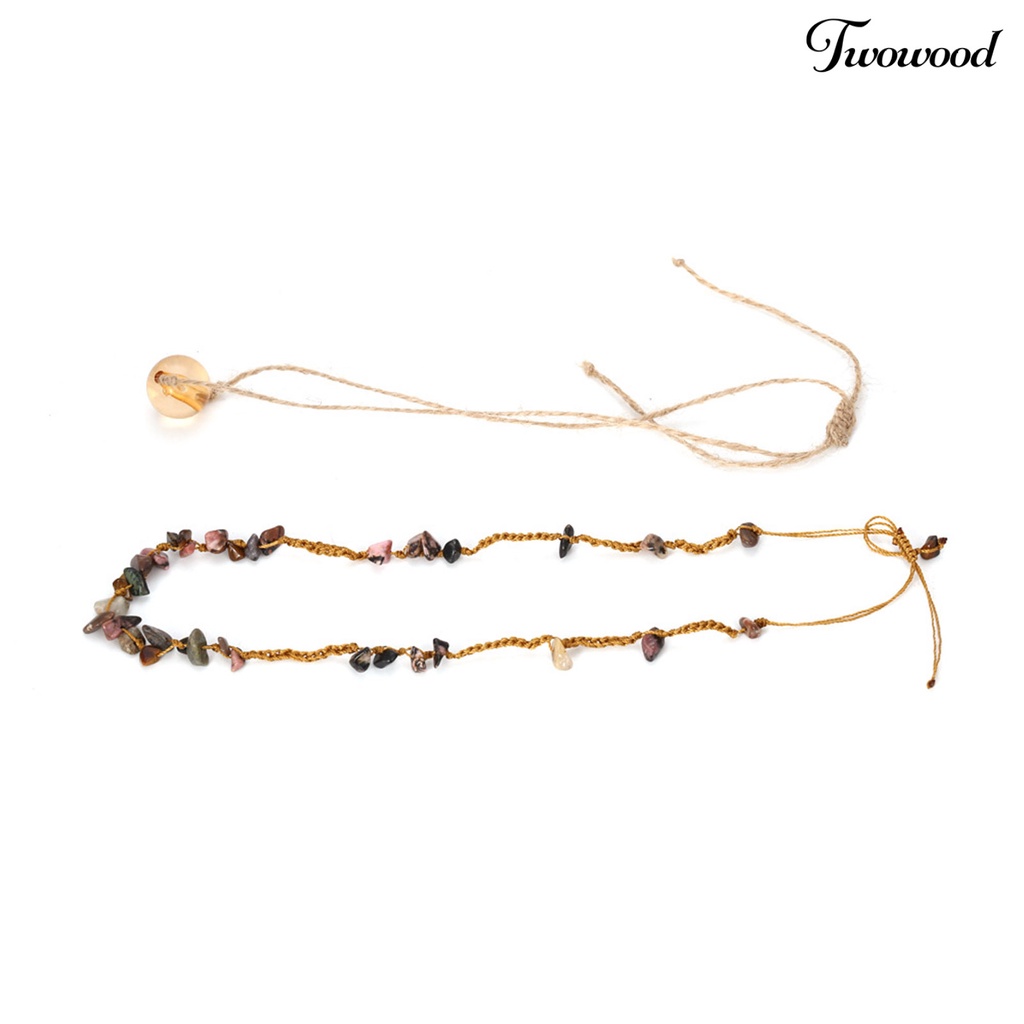 Kalung Liontin Batu Rajutan Tangan Lapisan Ganda Untuk Hadiah Perhiasan Wanita