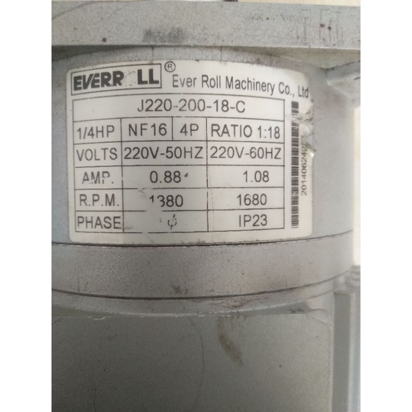 Ac Motor Gearbox 220V Ratio 1:18 76Rpm 200W Luyang