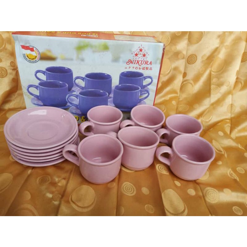 CANGKIR SET KERAMIK PINK