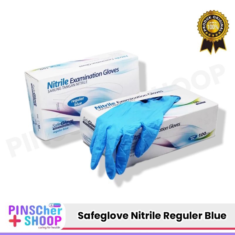 SAFEGLOVE NITRILE SARUNG TANGAN NITRIL TANPA BEDAK ISI 100 PCS / BOX