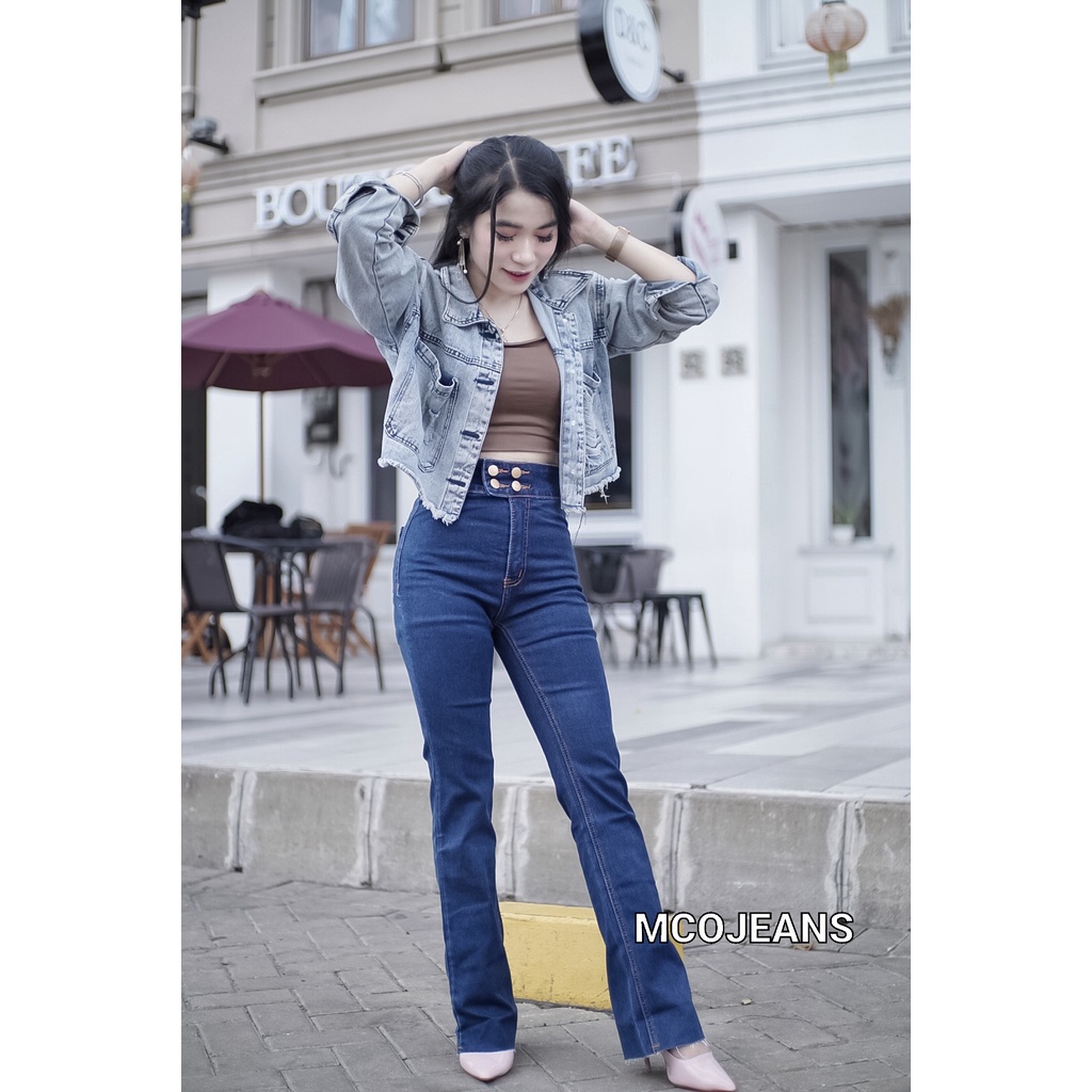 MCO - Celana Wanita - Cutbray Button Unfinish - Jeans Cutbray Wanita - OOTD SZ 27-34