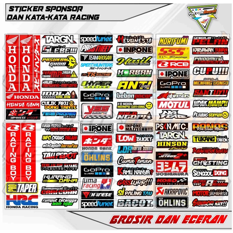 Stiker Pack Sponsor Racing / Stiker Pack Kata Kata Racing / Stiker Viral / Stiker Hologram