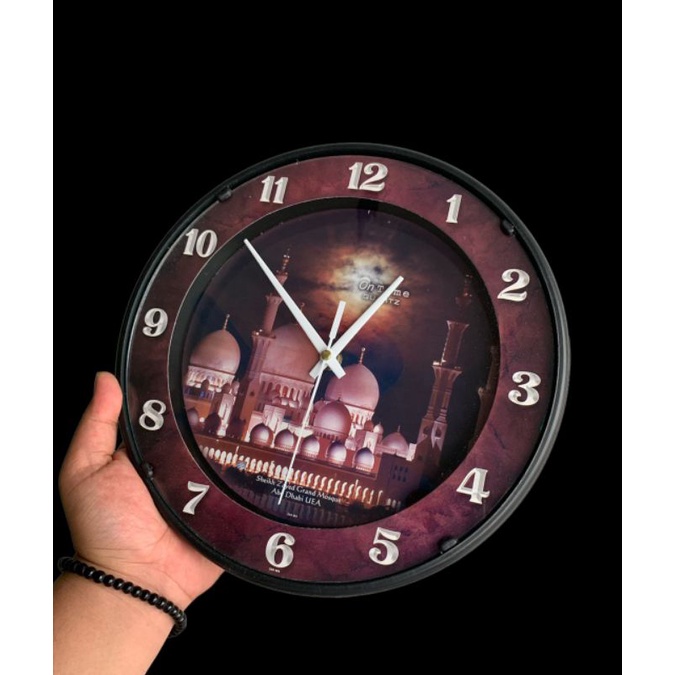 Jam dinding gambar masjid size 25CM ontime Original