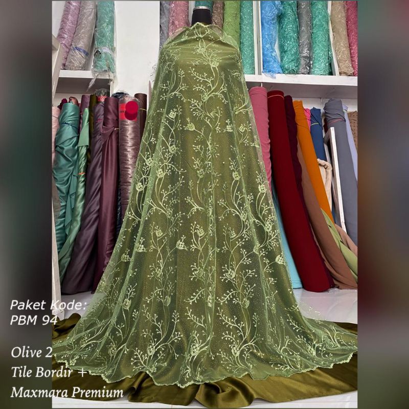 (Eldinatextile4)Bruklat tile akar+maxmara premium//Bridesmaids//gaun pengantin//kebaya