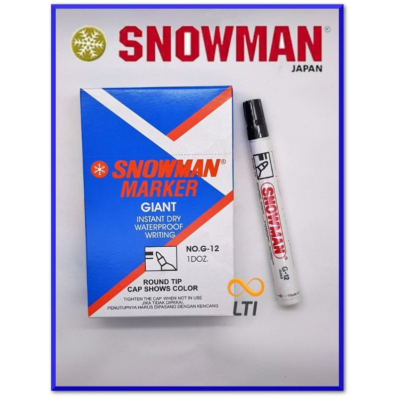 

Spidol Permanent Marker SNOWMAN G-12 Spidol Permanen / Lusin