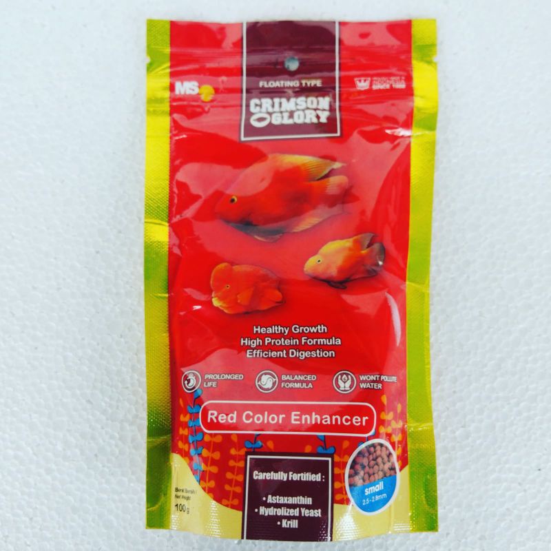 PELET pakan ikan hias aquarium CRIMSON GLORY 100G 1MM 100 GRAM apung