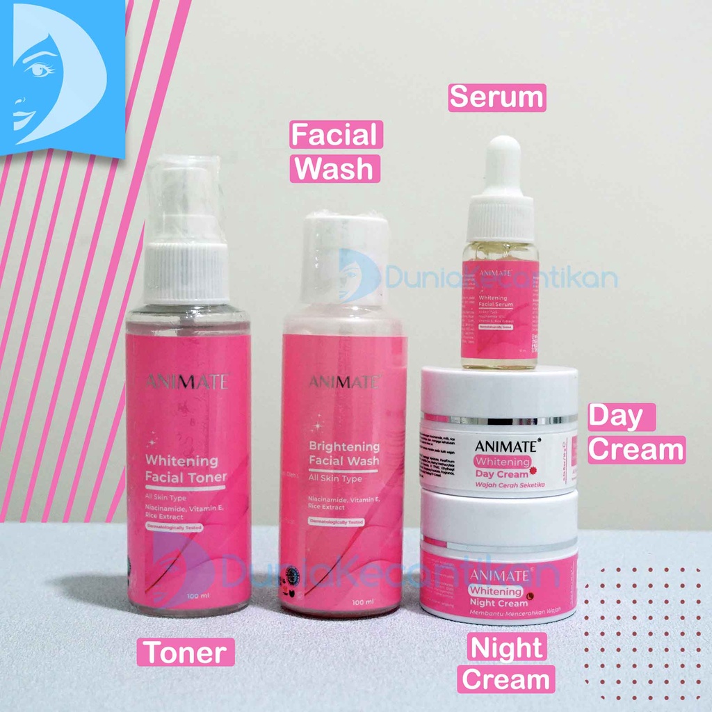Paket Animate Whitening Pemutih Wajah Glowing Barrier Skin Paket Wajah Penghilang Flek Hitam dan Bekas Jerawat Animate Glowing Barier Skin Repair 5in1 Perawatan Wajah Skincare
