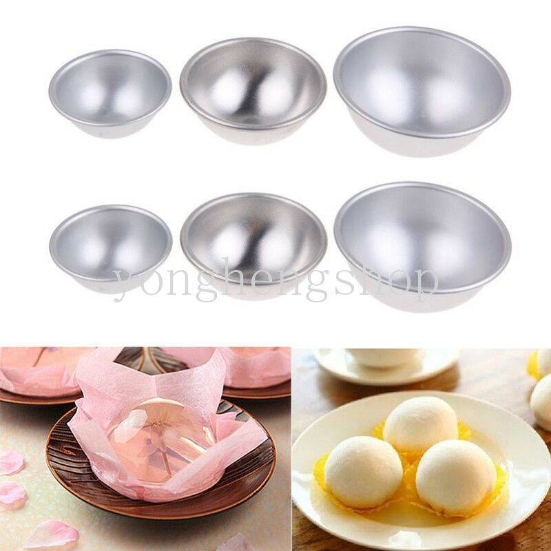 2pcs / set Cetakan Kue Bentuk Setengah Lingkaran 3D Bahan Aluminum Alloy Untuk Dapur