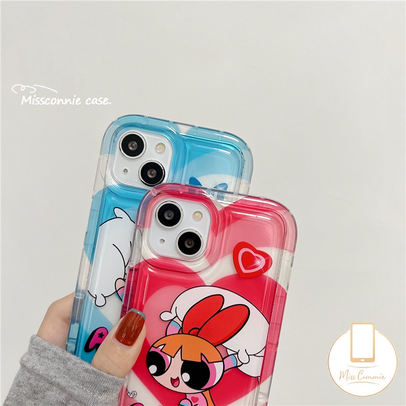 IPHONE Casing Ponsel Airbag Shockproof Bening Kompatibel Untuk Iphone11 14 13 12 Pro MAX XR 7 8 6 6S Plus X XS MAX Kartun Lucu Anak-Anak Perempuan Manis Cinta Hati Lembut TPU Penutup Belakang